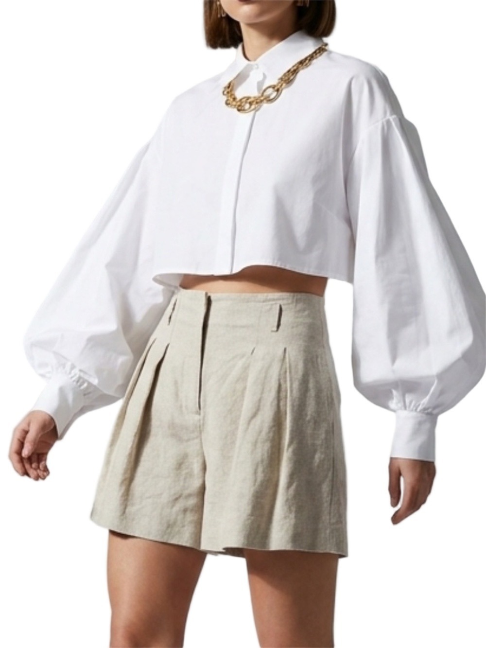 Minimalist old money Zara beige linen blend high waist pleated shorts M